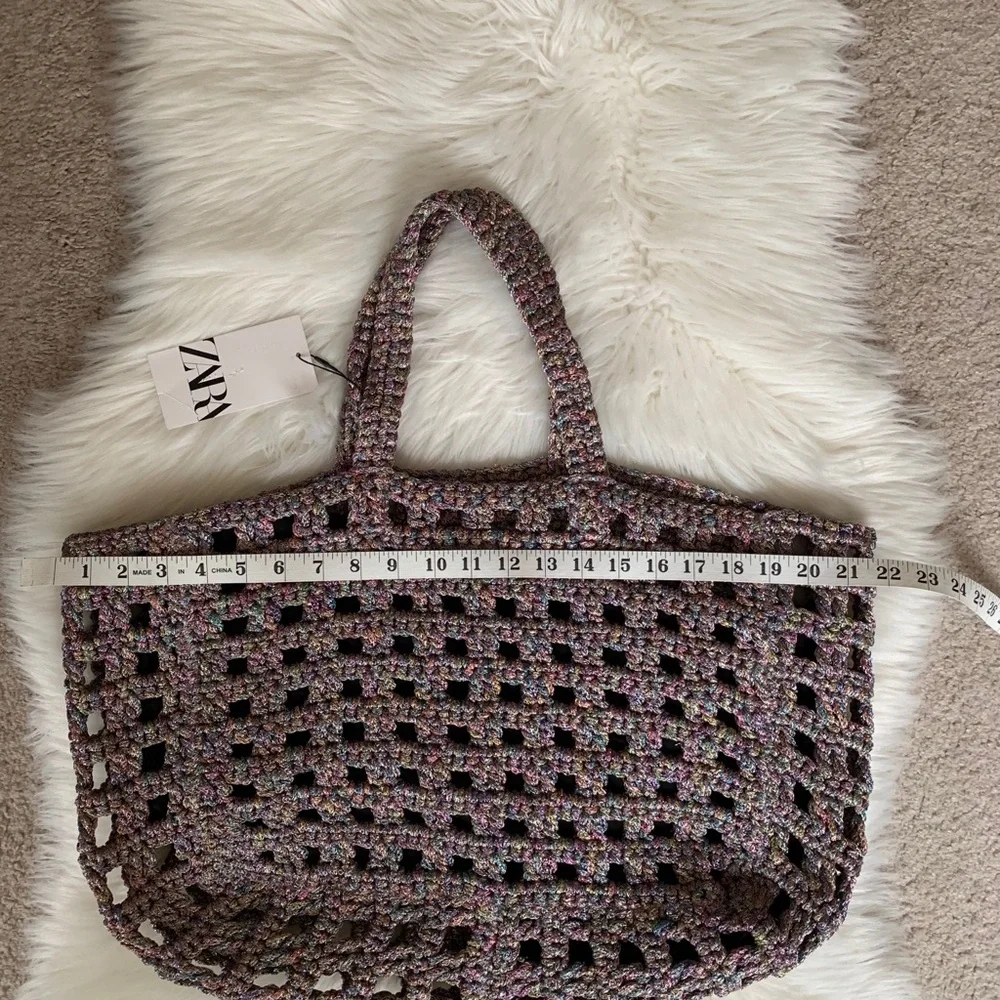 ZARA Shimmer Basket Weave Tote Bag - Picture 9 of 11